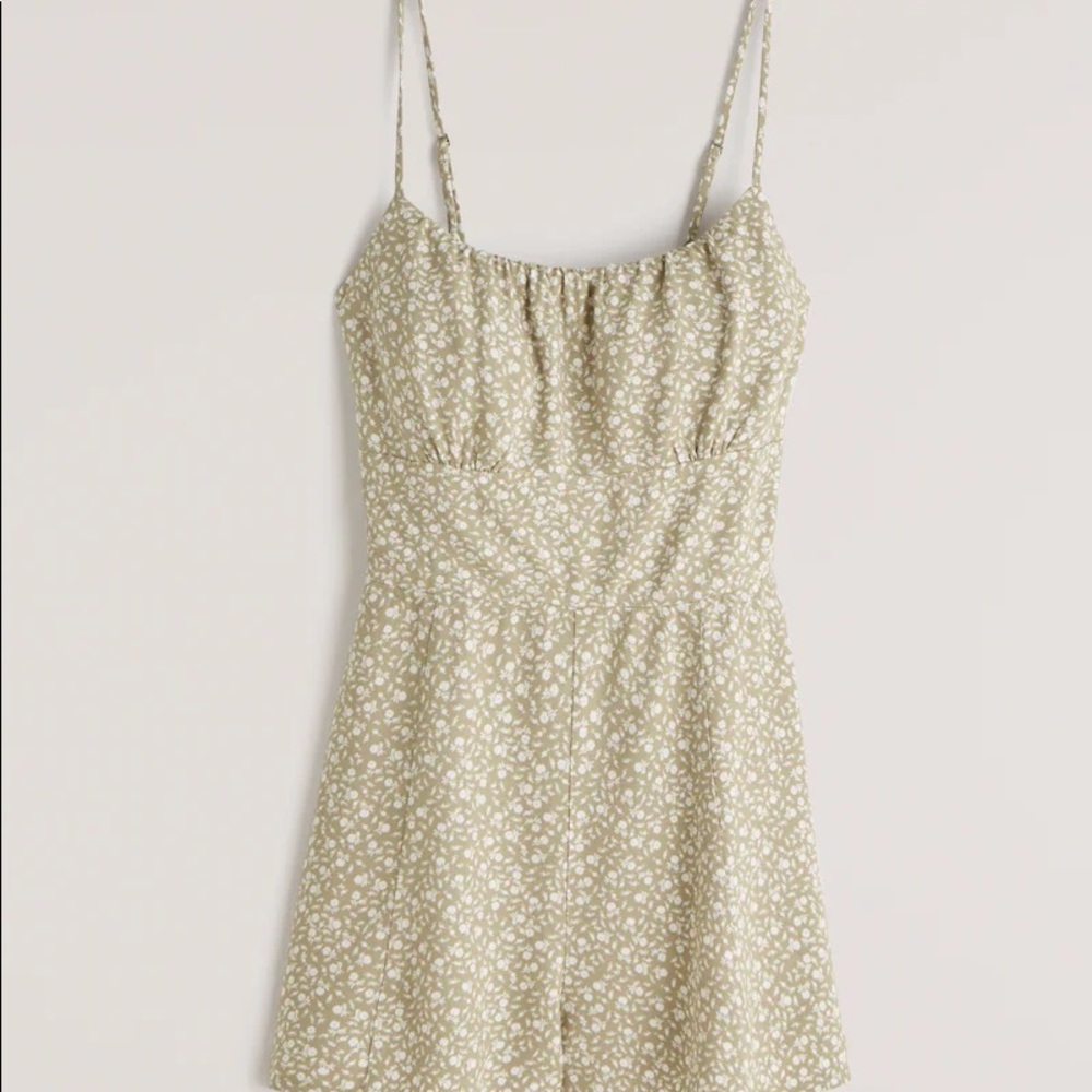 Abercrombie S Green Floral Scoopneck Ruched Romper